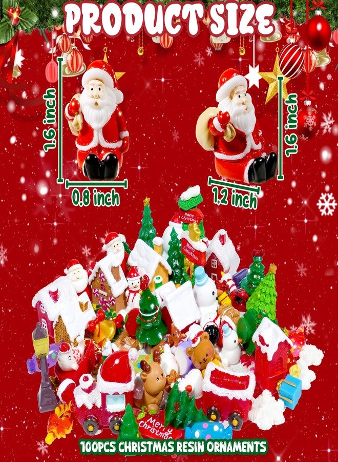 Bbiamsleep 100 Pcs Miniature Christmas Figurines Mini Resin Christmas Figurines Mini Santa Claus Snowman Xmas Trees Animals Gift Box Snowflake for Fairy Garden Xmas Snow Globes Village Decor - Image 2